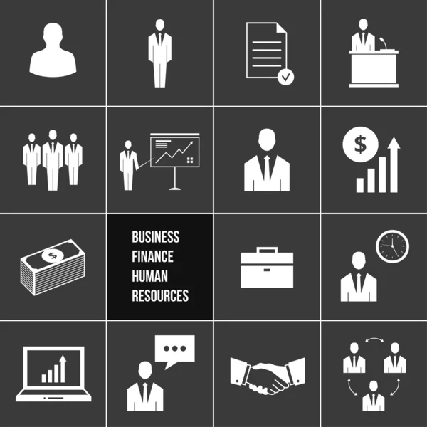 Ensemble d'icônes vectorielles de gestion des affaires et des ressources humaines — Image vectorielle