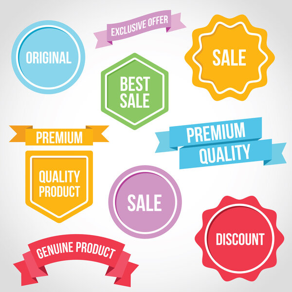 Ленты и наклейки векторных значков
