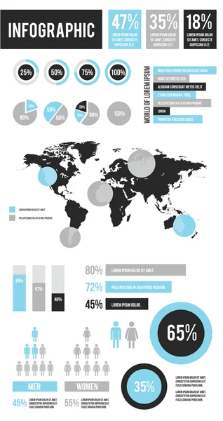 Φορέα infographic στοιχεία σετ μπλε γκρι μαύρο — Διανυσματικό Αρχείο