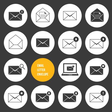 e-posta için e-ticaret iş alışveriş ve diğer simgeler vektör