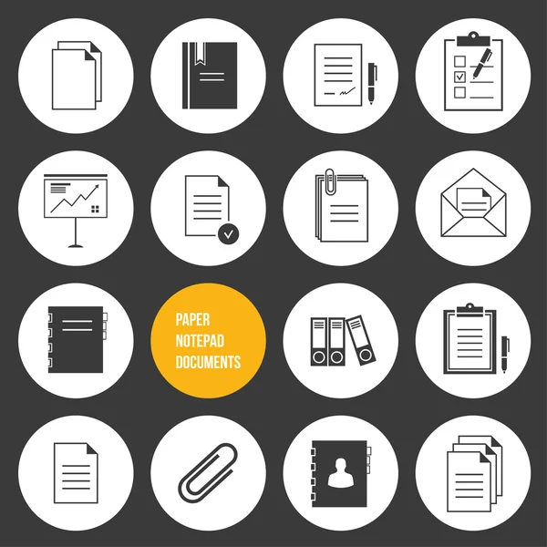 Vector Kladblok papieren documenten icons set — Stockvector