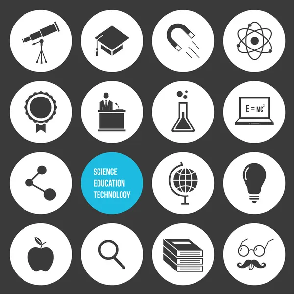 Vektor oktatás tudomány és a technológia ikonok beállítása — Stock Vector