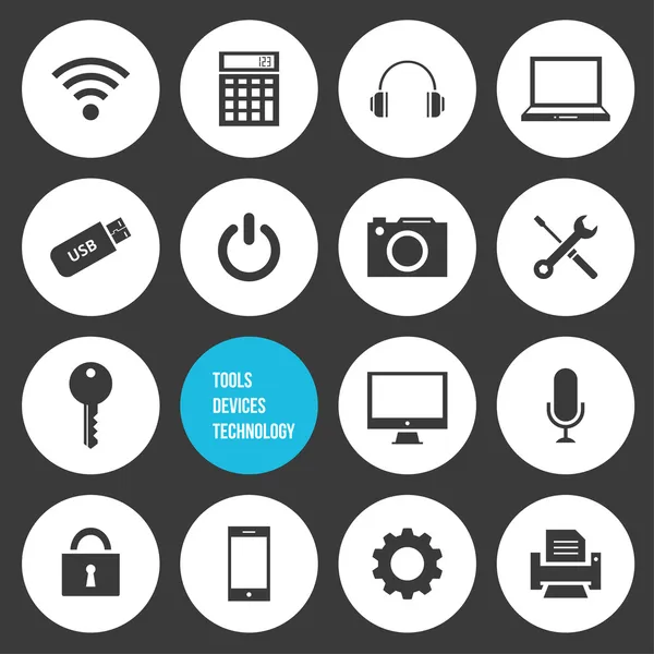 Ensemble d'outils vectoriels Appareils et icônes technologiques — Image vectorielle