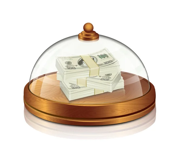 Εστιατόριο διαφανές καπάκι με χρήματα — Διανυσματικό Αρχείο