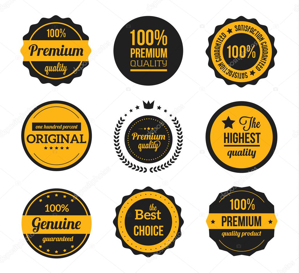 Vector Retro Vintage Badges and Labels Yellow