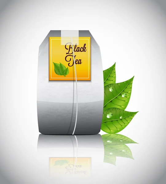 Zak van zwarte thee — Stockvector