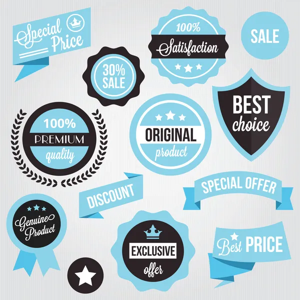 Vector Badges Stickers and Labels Set Blue — Stock Vector
