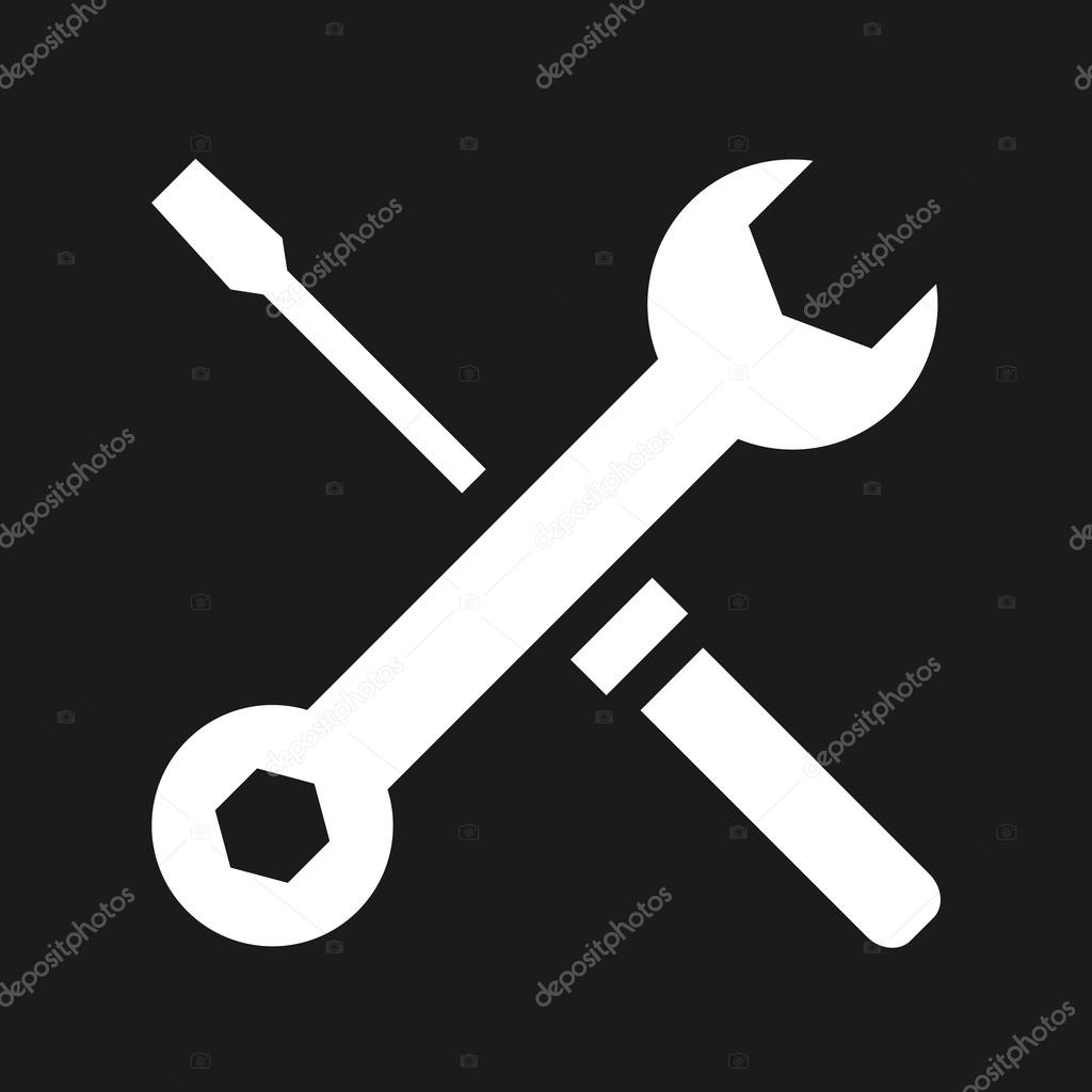 Vector Wrench and Screwdriver Icon White