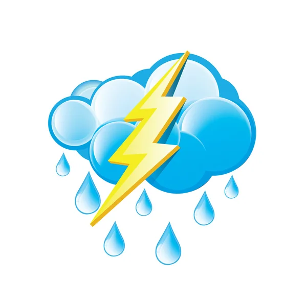 Lluvia con Icono Rayo — Vector de stock