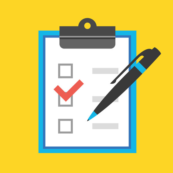 Vector Form with Pen and Checkboxes Icon