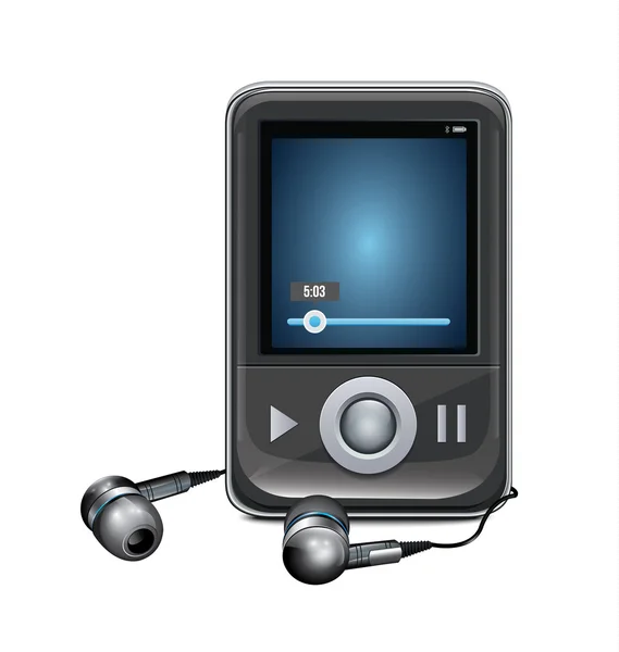 เครื่องเล่น MP3 พร้อมหูฟังขนาดเล็ก — ภาพเวกเตอร์สต็อก