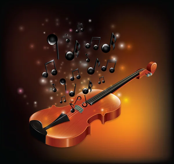 Violín con melodía — Vector de stock