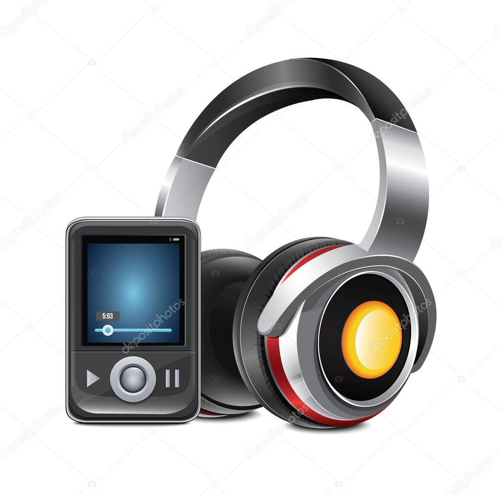Mp3 Player With Headphones — Stock Vector © magurok5 36114049