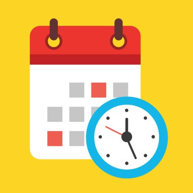 Vector Calendar and Clock Icon