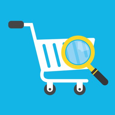 vektör alışveriş sepeti ve büyüteç simgesini