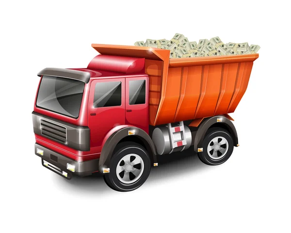 Truck With Money — Stock Vector