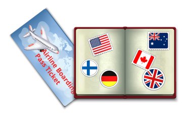 Bilet pasaport ve havayolu boarding pass