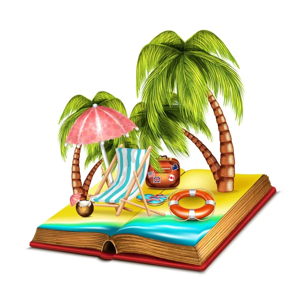 Libro abierto de verano — Vector de stock