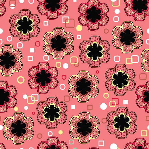 Abstract Flowers Pink Endless Seamless Pattern — Stock Vector