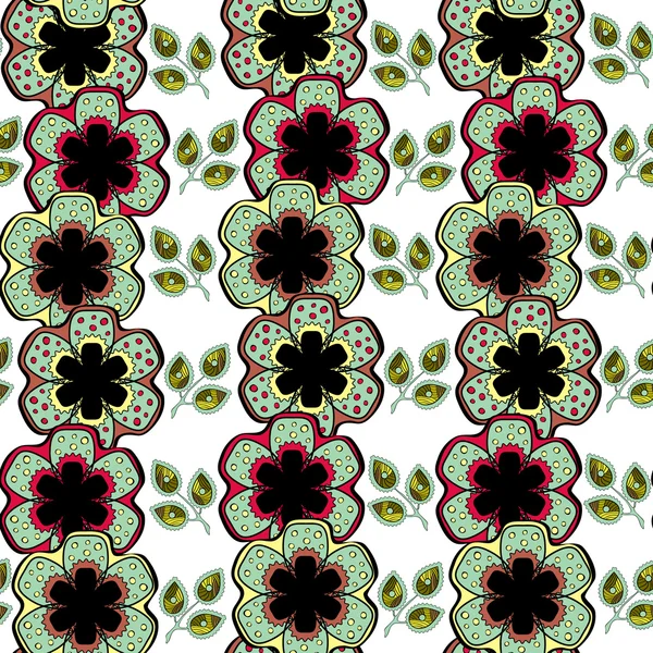 Patrón de flores y hojas — Archivo Imágenes Vectoriales