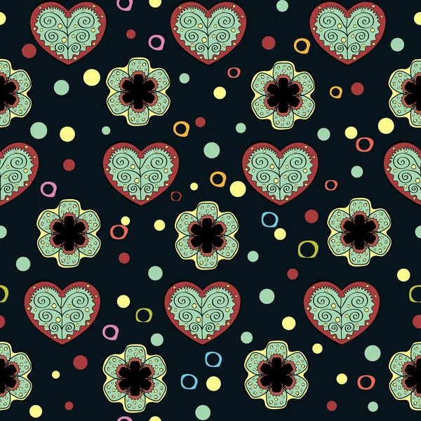 Heart And Flowers Pattern — Stock Vector