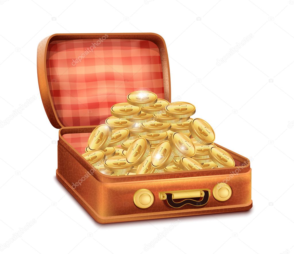 Suitcase with Gold Coins