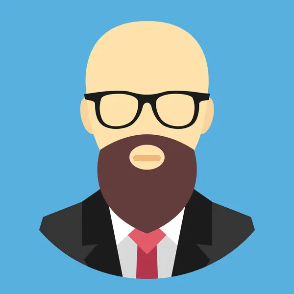 Vector Bald Man with Beard and Glasses Icon — Stock Vector