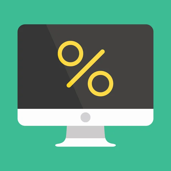 Vector computerscherm en procentteken pictogram — Stockvector