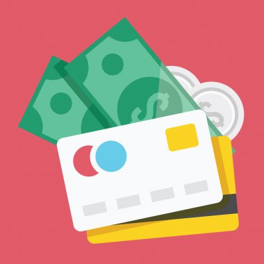 kredi kartları ve para simge vektör