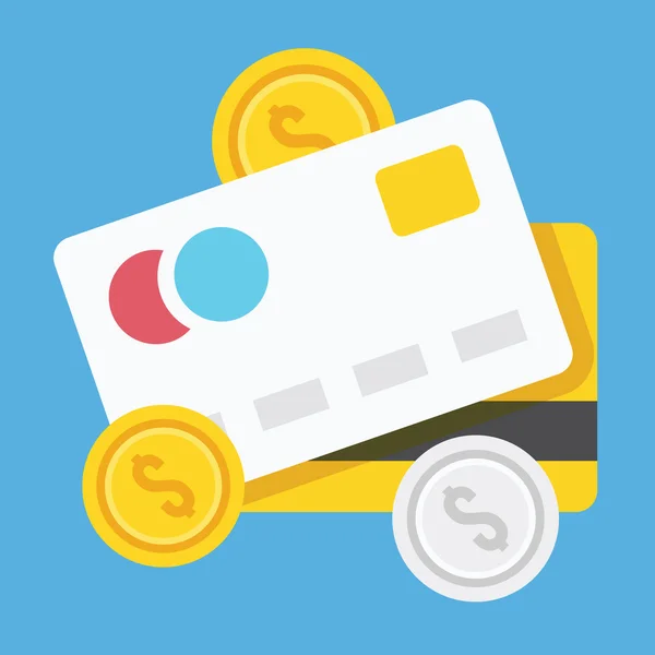 Wektor kart kredytowych i monety ikona — Wektor stockowy