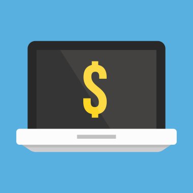 vektör laptop ve dolar işareti simgesi