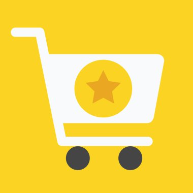 vektör alışveriş sepeti ve yıldız işareti simgesi