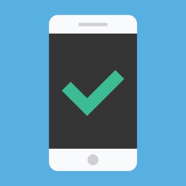 vektör akıllı telefon ve onay işareti simgesi