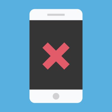 vektör akıllı telefon ve x işareti simgesi