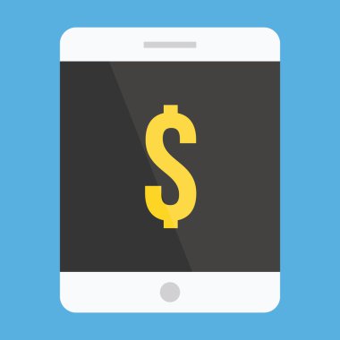 vektör tablet ve dolar işareti simgesi