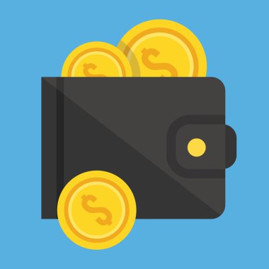 vektör cüzdan ve altın sikke simge