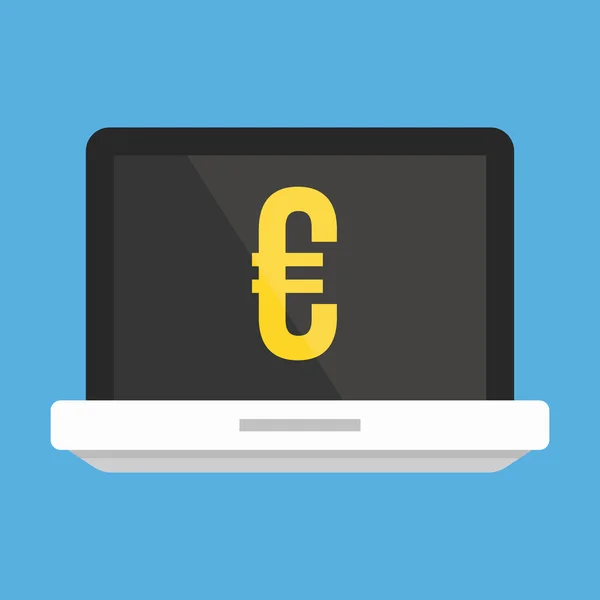 Pictogram voor vector laptop en euro teken — Stockvector