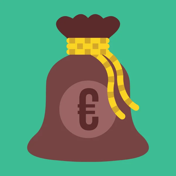 Vector geld tas met euro teken pictogram — Stockvector