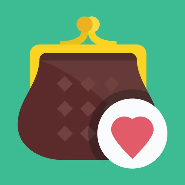 Vector Purse and Heart Shape Icon — Stock Vector