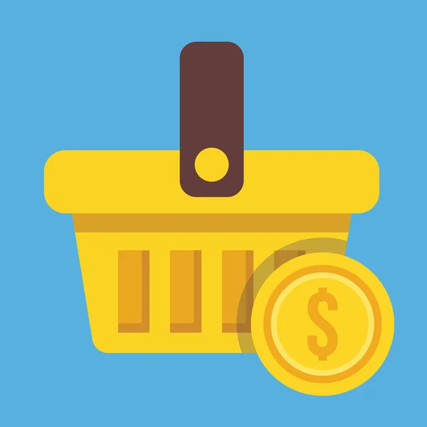 Vector Shopping Basket and Gold Coin Icon — Stock Vector