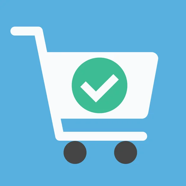 Vector Shopping Cart and Check Mark Icon — Stock Vector