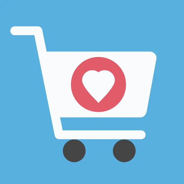 Vector Shopping Cart and Heart Shape Sign Icon — Stock Vector