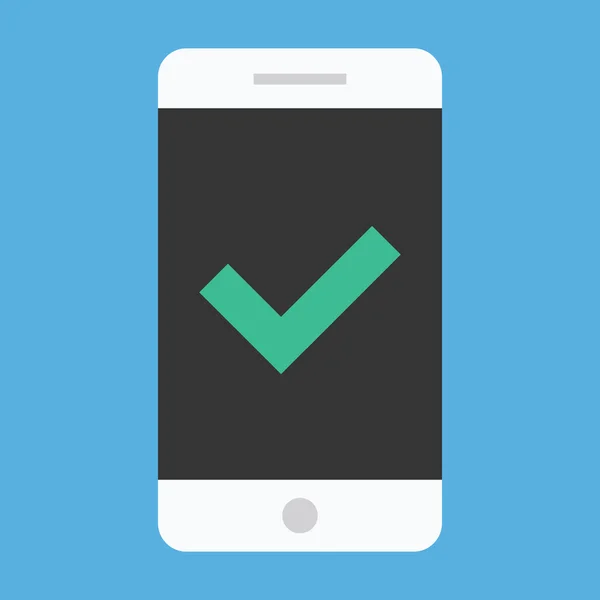 Vector Smartphone e Verificar Mark Icon — Vetor de Stock