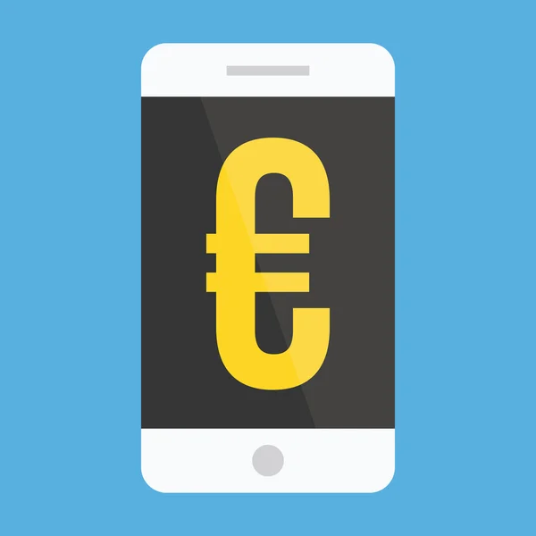 Vector Smartphone y Euro Sign Icon — Archivo Imágenes Vectoriales