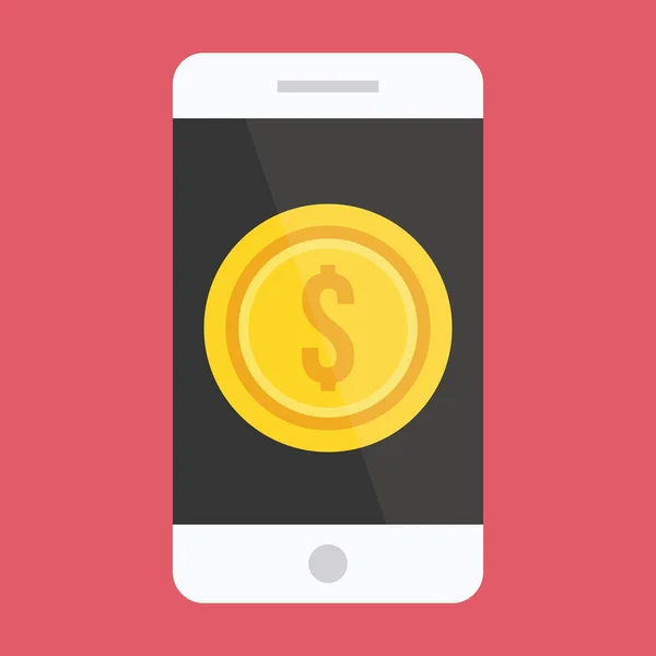 Vector Smartphone y oro moneda dólar icono — Archivo Imágenes Vectoriales