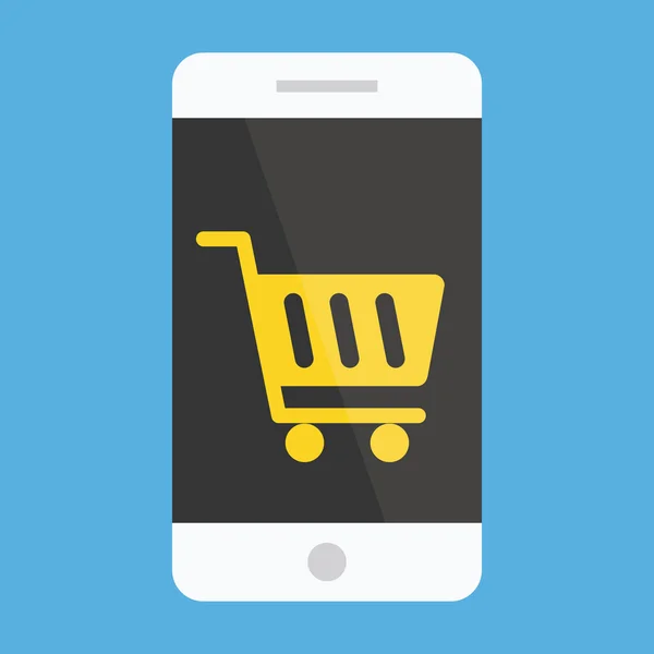 Vector Smartphone Comprar Icono en línea Concepto de comercio electrónico — Vector de stock