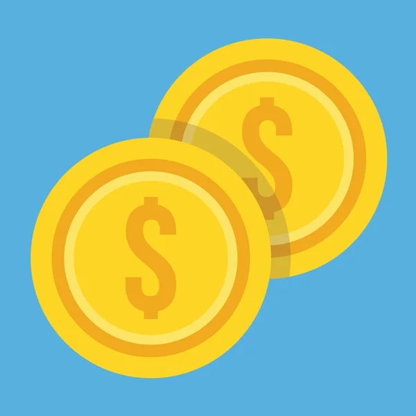 Twee gouden munten dollar icon vector — Stockvector