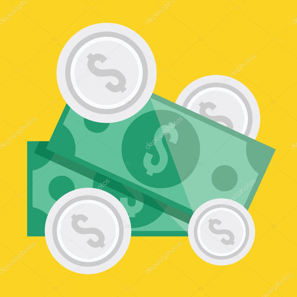 Vector Dollar Bills and Coins Icon