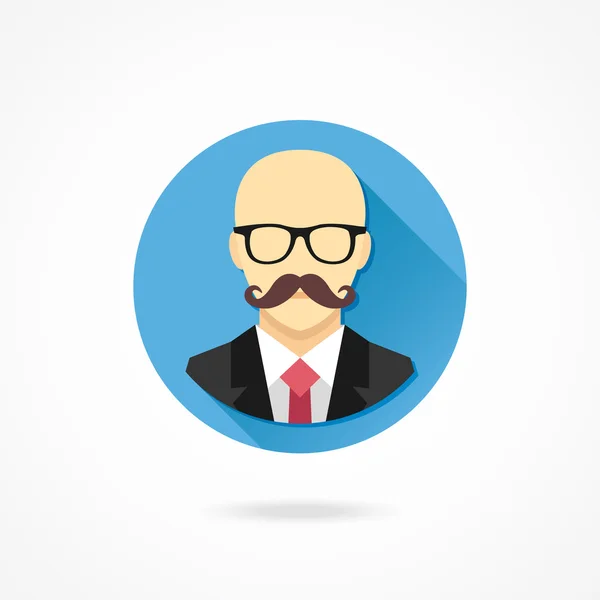 Hombre calvo con bigote — Vector de stock