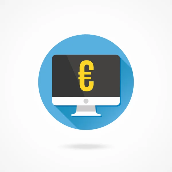 Bilgisayar ekranı ve euro işareti — Stok Vektör